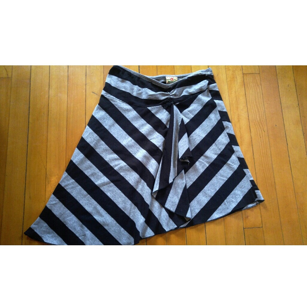 Grey and white striped skirt